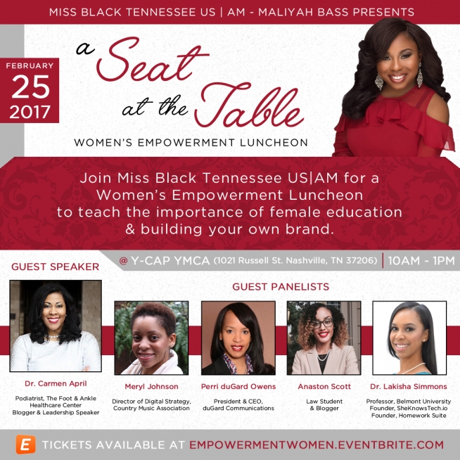 a seat at the table womens empowerment luncheon with miss black tn a seat at the table flyer